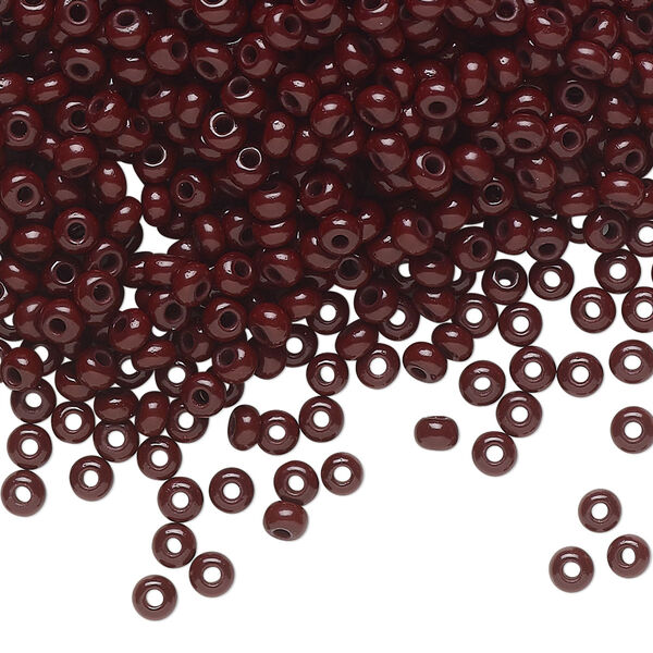 Seed bead, Preciosa Ornela Czech glass, pkg/500g, #8 rocaille, opaque dark brown, (13780). image number 0
