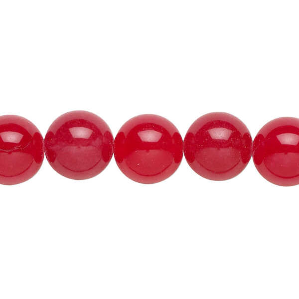 Quartz 1pkg1, round bead, 14 inch cherry red 9-11mm image number 0