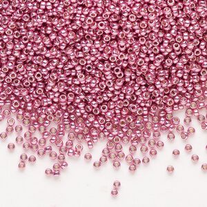 Seed bead, Miyuki, glass, pkg/250g, #15 rocaille, Duracoat® opaque galvanized hot pink, (RR-4210).