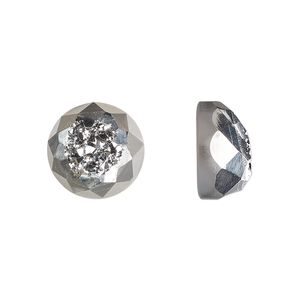 Druzy agate 1pkg1, hand-cut calibrated faceted round cab 12mm