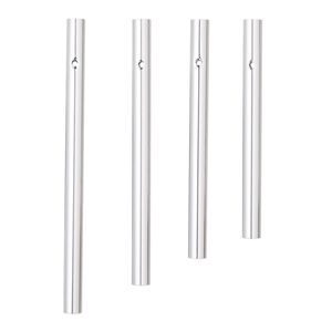 Wind chime component, anodized aluminum, silver, 4-1/2 x 1/3 to 6-1/8 x 1/3 inch hollow rod with 2.5mm beveled hole. Sold per 4-piece set.