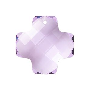 Drop, Vintage Crystal™, crystal, violet, 28mm faceted Swiss cross (6862). Sold individually.