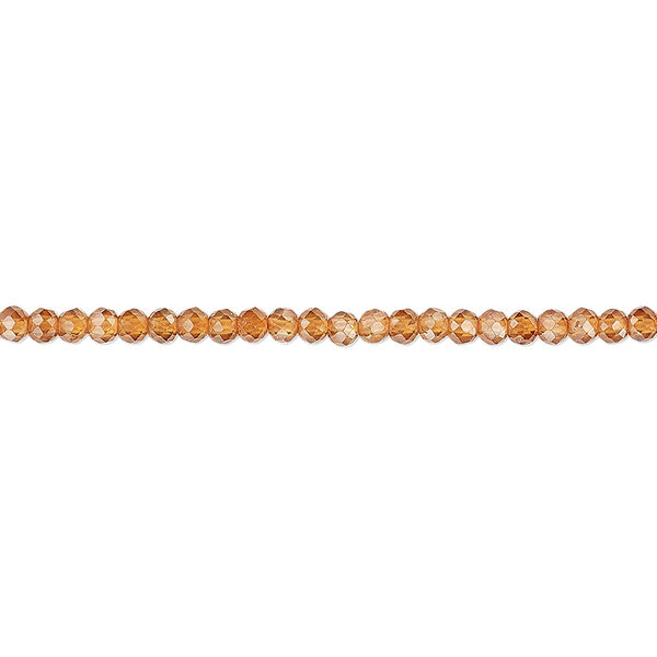 Bead, spessarite garnet (natural), 2mm hand-cut faceted round with 0.4-0.6mm hole, B grade, Mohs hardness 7 to 7-1/2. Sold per 15" to 16" strand. image number 0