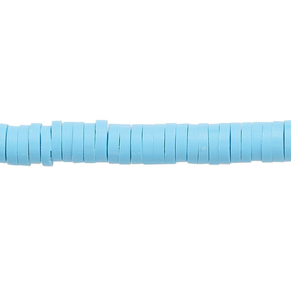 Bead, polymer clay, opaque turquoise, 6x1.5mm heishi. Sold per pkg of (2) 15-1/2" to 16" strands. image number 0