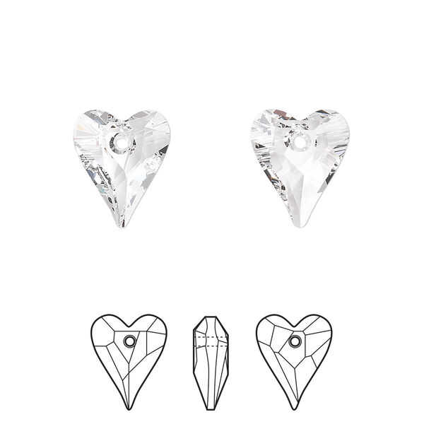 Drop 2pk crystal, Crystal Passions® 12x10mm pendant wild heart 6240 image number 0