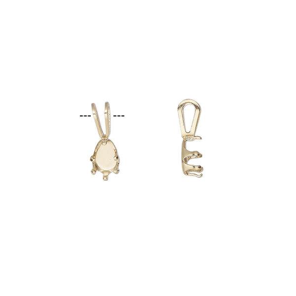 Pendant, Snap-Tite®, 14Kt gold-filled, 6x4mm 6-prong pear setting. Sold per pkg of 2. image number 0