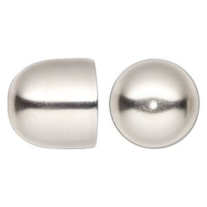 Bell component, lacquered imitation rhodium-plated carbon steel, 28x26mm with 25.5mm inside diameter. Sold per pkg of 6.