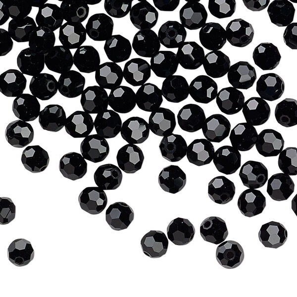 Bead 24pk jet, Preciosa Czech crystal 4mm round image number 0