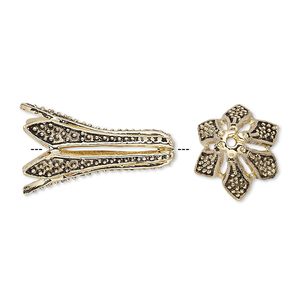 Cone, antique gold-finished bronze, 23x14mm petal, 10mm inside diameter. Sold individually.