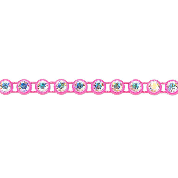 Banding 1pk fluorescent pink and crystal AB, Preciosa optima Czech crystal 4mm round 1 meter image number 0