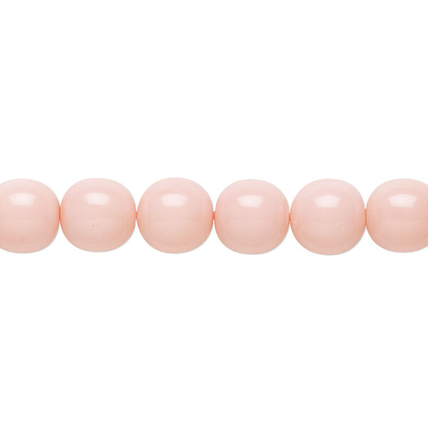 Bead, Czech dipped décor glass druk, light pink, 8mm round. Sold per 15-1/2" to 16" strand. image number 0