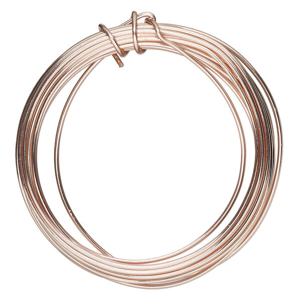 Wire, ParaWire™, rose gold-finished copper, round, 16 gauge. Sold per 15-foot section. image number 0
