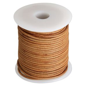 Cord, leather (dyed), burnt orange, 2mm round. Sold per 25-yard spool.
