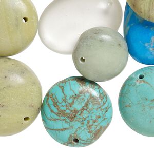 Multi-gemstone / glass 1pkg10, mixed shape drop mix 14x14mm-25mm