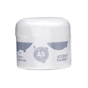 Silver paint, Accent Silver™, silver alloy slip, 1 inch. Sold per 5-gram container.