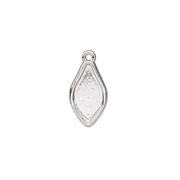 Drop, TierraCast®, white bronze-plated pewter (tin-based alloy), 16.5x9.5mm teardrop with renewal theme and 14x7mm flame flat back glue-in setting. Sold per pkg of 20. image number 0