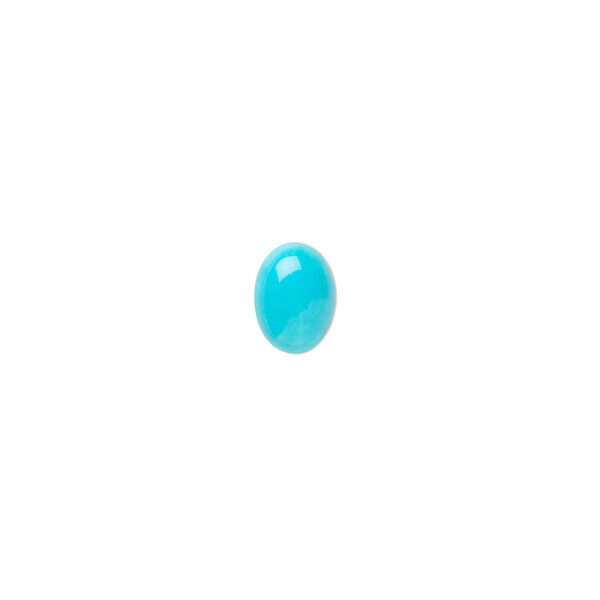 Cabochon, howlite (dyed), turquoise blue, 7x5mm calibrated oval, B grade, Mohs hardness 3 to 3-1/2. Sold per pkg of 10. image number 0