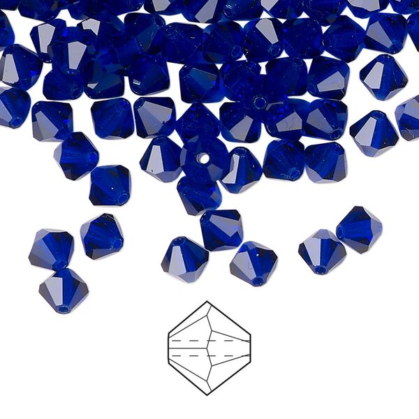 Bead 144pk cobalt blue, Preciosa Czech crystal 5mm bicone image number 0