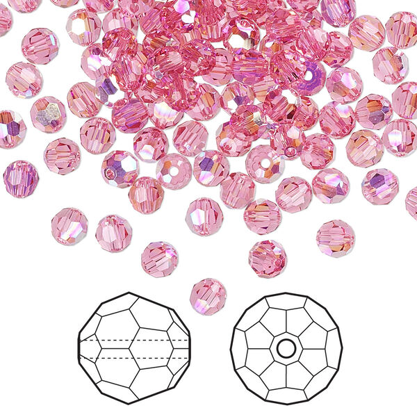 Bead 720pk rose AB, Swarovski® 4mm round 5000 image number 0