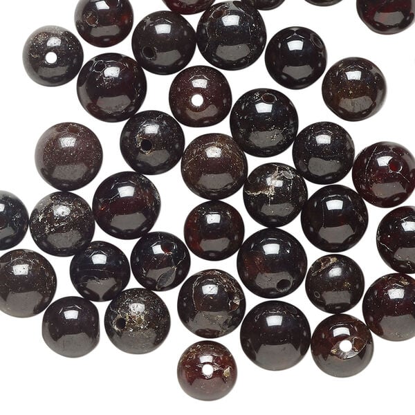 Bead 1pkg1 garnet, 6.5-7.5mm round C grade, 1 ounce dyed image number 0