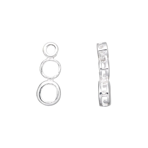 Pendant, slide, sterling silver, 18.5x7mm rounds with smooth edge, 3, 5 and 6mm round settings. Sold individually. image number 0
