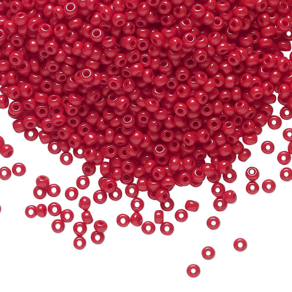 Seed bead, Preciosa Ornela Czech glass, pkg/50g, #11 rocaille, opaque ruby red, (93210). image number 0