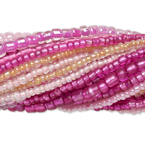 Seed bead mix, glass, pkg/(20)14inch, #6 round, mixed mixed colors. image number 0
