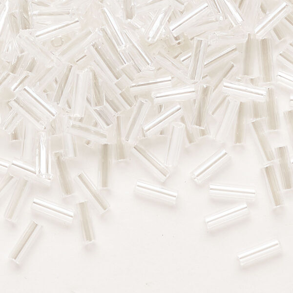 Bead, Preciosa Ornela Czech glass, bugle bead, pkg/500g, 1/4 inch, luster translucent clear, (48102). image number 0
