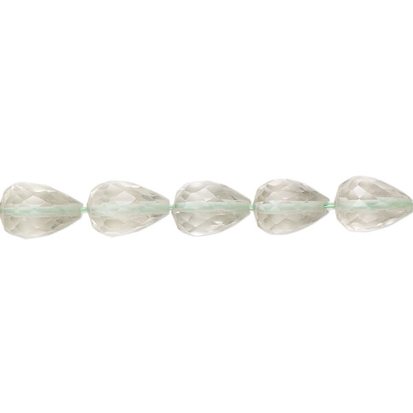 Green quartz 1pkg1, hand-cut micro-faceted teardrop bead 8 inch 7x5mm-8x6mm image number 0