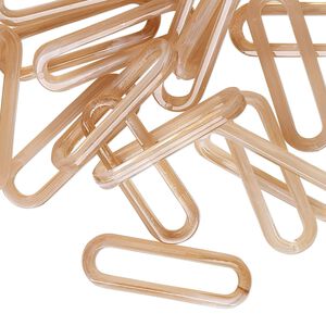 Component, vintage German acrylic, marbled translucent peach and white, 25x8mm open oval. Sold per pkg of 24.