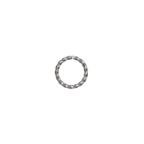 Jump ring, gunmetal-plated brass, 10mm twisted round, 8mm inside diameter, 16 gauge. Sold per pkg of 1,000. image number 0