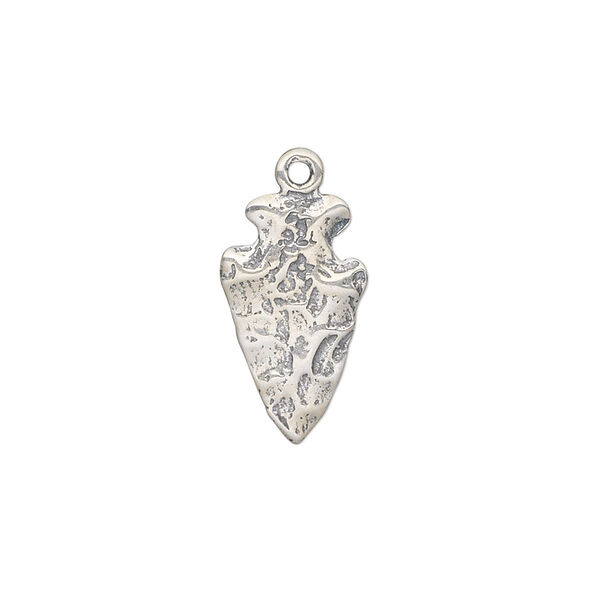 Charm, antiqued sterling silver, 17x10.5mm single-sided arrowhead. Sold individually. image number 0