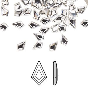Flat back 6pk crystal foil back, Crystal Passions® 6.4x4.2mm kite 2771