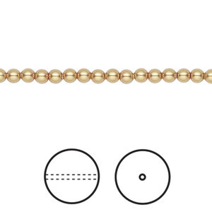 Pearl 1pkg100 royal gold, Crystal Passions® 3mm round 5810