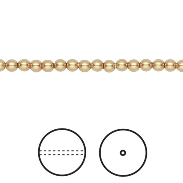 Pearl 1pkg100 royal gold, Crystal Passions® 3mm round 5810 image number 0