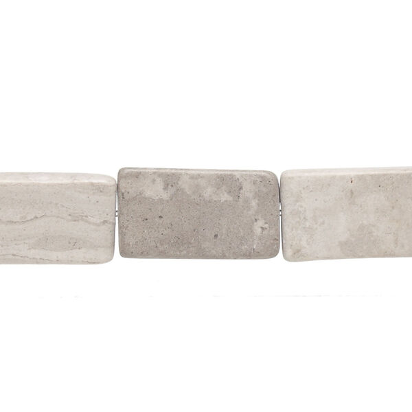 Bead, grey and cream marble (natural), matte, 16x10mm-18x11mm flat rectangle, C grade, Mohs hardness 3. Sold per 15-inch strand. image number 0