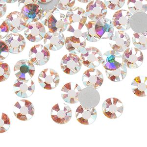 Flat back, Dance With Me™ crystal rhinestone, crystal AB, foil back, 6.32-6.5mm rose, SS30. Sold per pkg of 288 (2 gross).