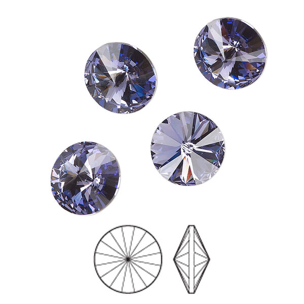 Chaton 144pk tanzanite foil back, Preciosa MAXIMA Czech crystal rhinestone 10.54-10.91mm rivoli SS47 image number 0
