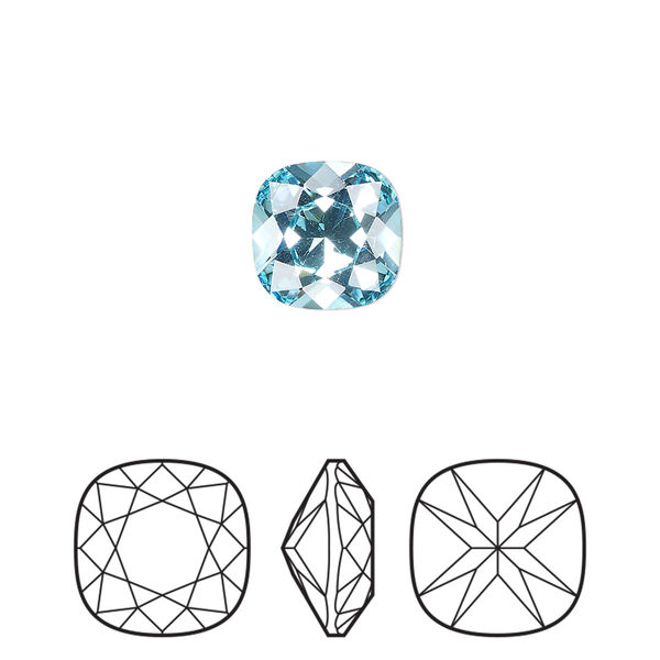 Fancy stone 2pk aqua bohemica foil back, Preciosa MAXIMA Czech crystal rhinestone 10mm cushion square image number 0