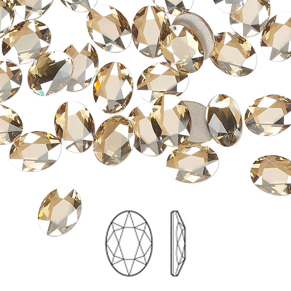 Flat back 6pk crystal golden shadow foil back, Crystal Passions® 8x6mm oval 2603 image number 0