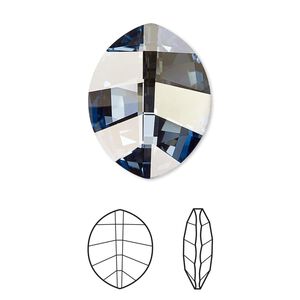 Fancy stone 1pk crystal blue shade foil back, Crystal Passions® 23x18mm pure leaf 4224