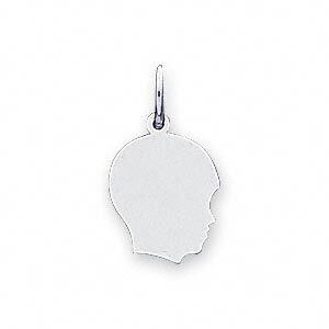 Charm, 14KtW white gold, 16x13mm engraveable boy. Sold individually.