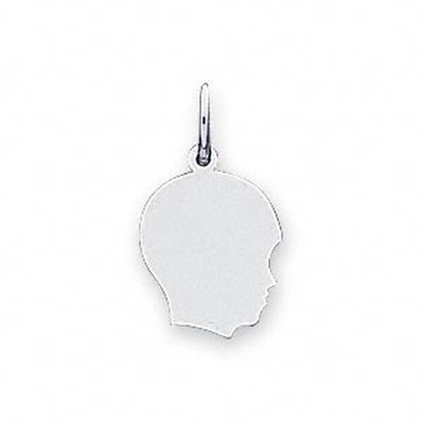 Charm, 14KtW white gold, 16x13mm engraveable boy. Sold individually. image number 0