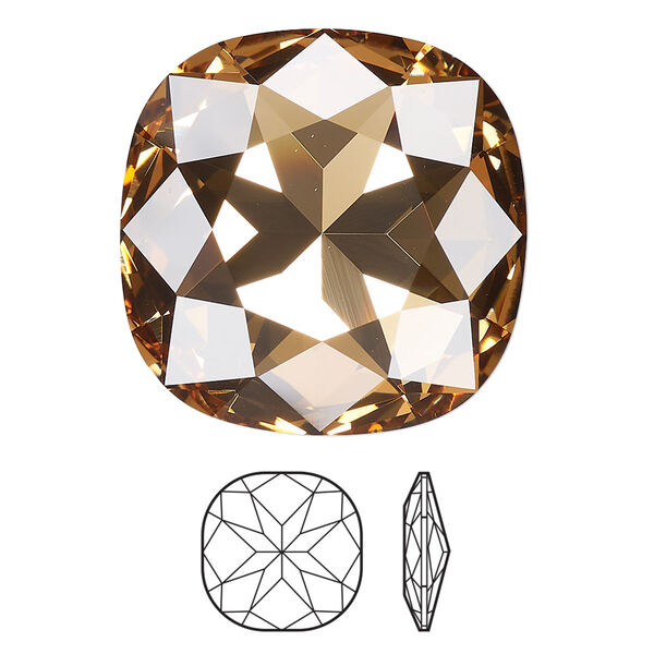 Fancy stone 1pk light colorado topaz foil back, Crystal Passions® 27mm cushion 4487 image number 0