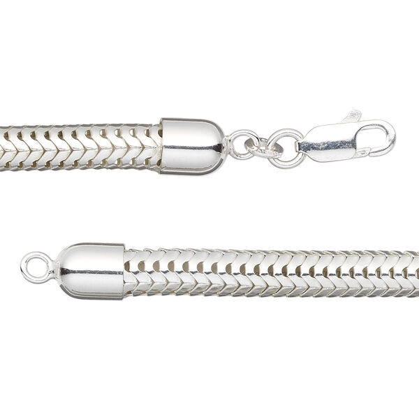 Chain, sterling silver, 5.5mm snake, 18-inch with lobster claw clasp. Sold individually. image number 0