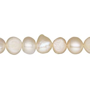 Pearl, cultured freshwater, peach, 8-9mm flat-sided freeform, D grade, Mohs hardness 2-1/2 to 4. Sold 15" to 16" strand.