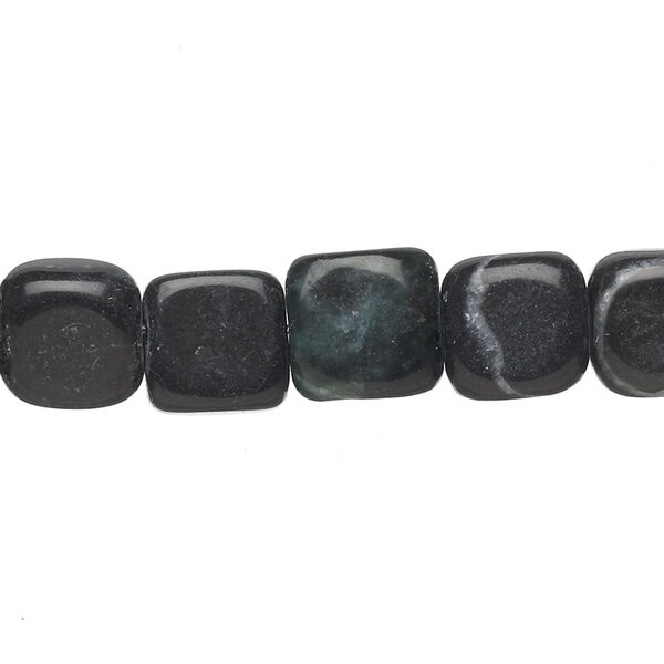 Bead, blackstone (dyed), 10x10mm-11x11mm rounded flat square, C grade. Sold per 15-inch strand. image number 0