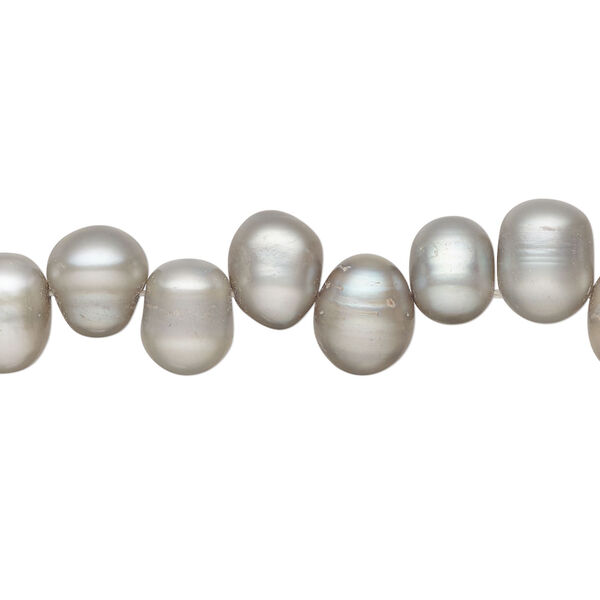 Freshwater pearl 1pkg1, top-drilled rice, 15 inch grey 8x7mm-12x8mm cultured image number 0