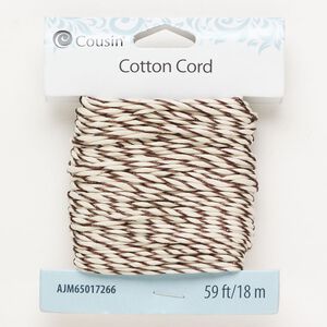 Cord 1pkg1 cotton 1mm twisted, tan / bronze 18 meters