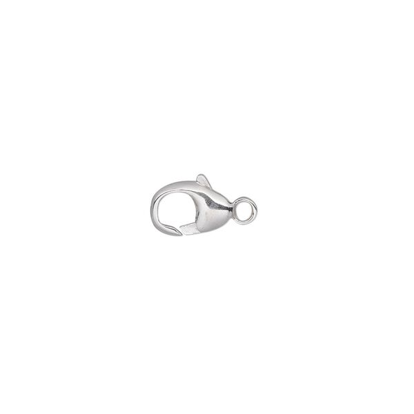 Clasp, lobster claw, sterling silver, 8x6mm oval. Sold individually. image number 0